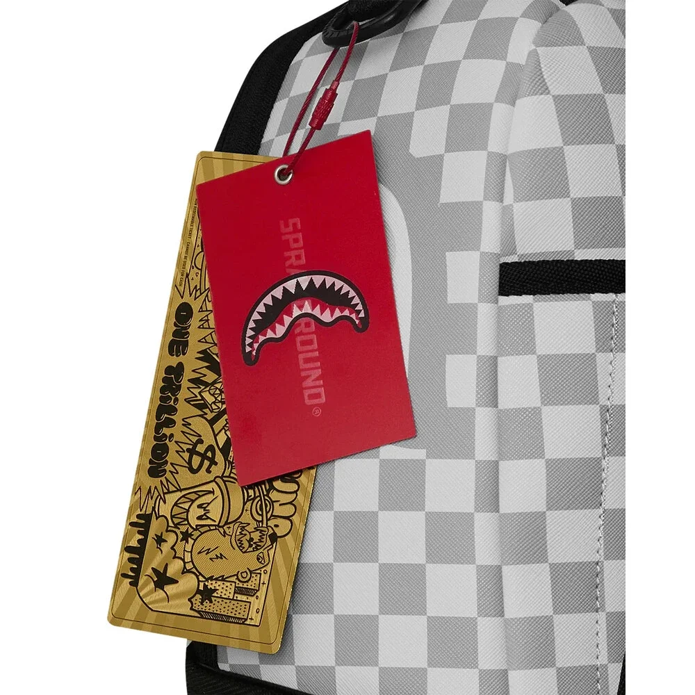 Sprayground Cosmic Chaos Backpack Unisex Gray Checkered Shoulder Strap SPR312